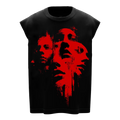 Red Phantom Faces Graphic Boxy Gym Vest | Oversized Streetwear Sleeveless Tee