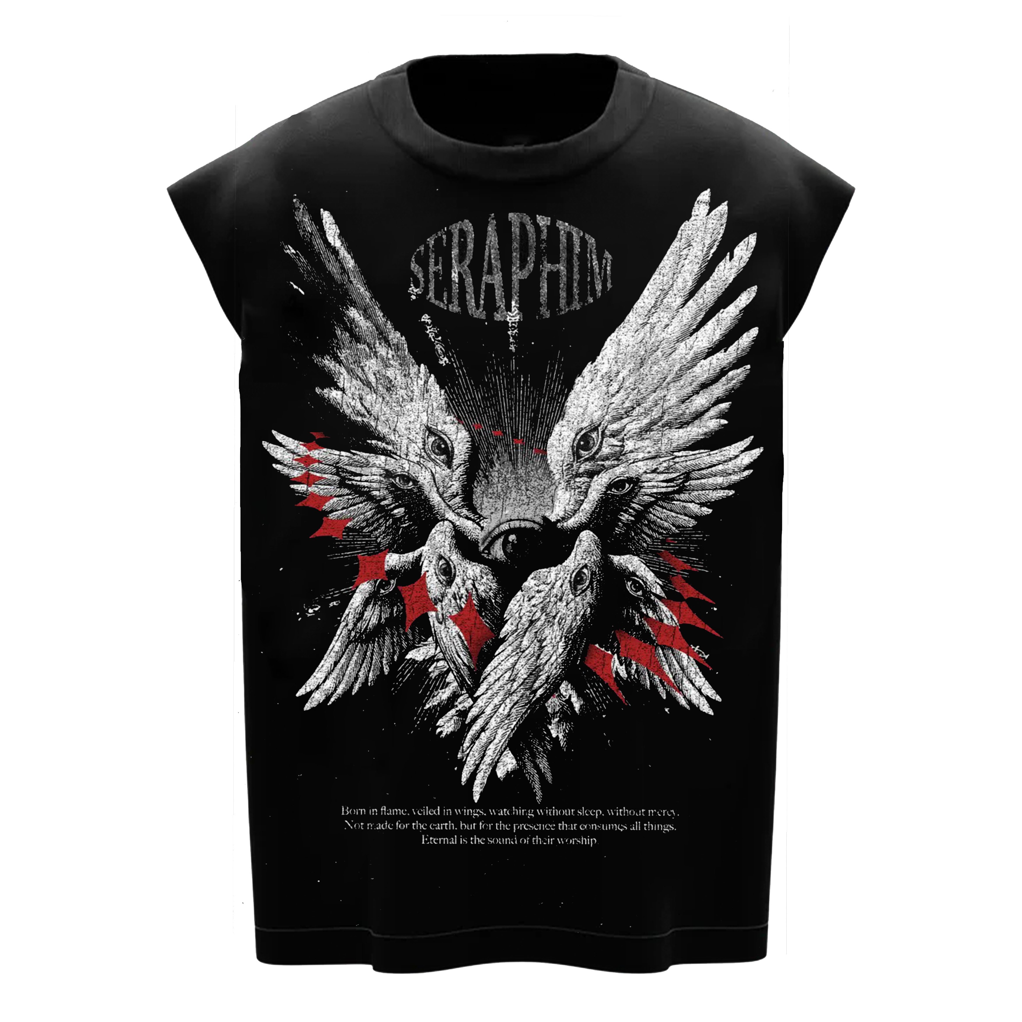 Seraphim Angel Graphic Gym Vest | Oversized Sleeveless Streetwear Vest