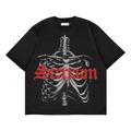 "Sternum" Skeleton Graphic Oversized Black Unisex T-Shirt