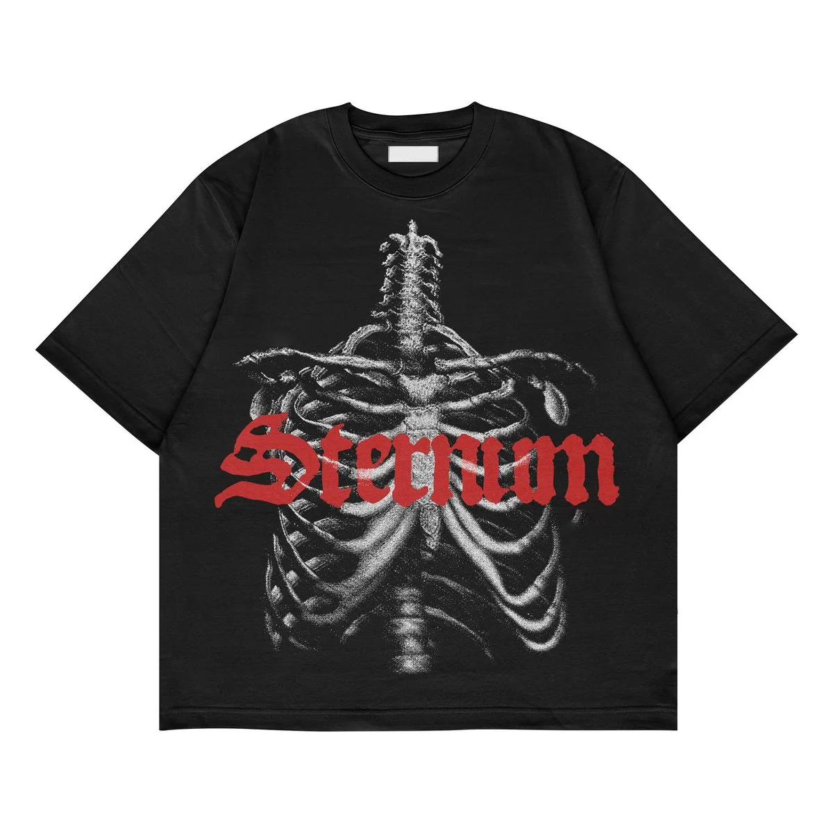 "Sternum" Skeleton Graphic Oversized Black Unisex T-Shirt
