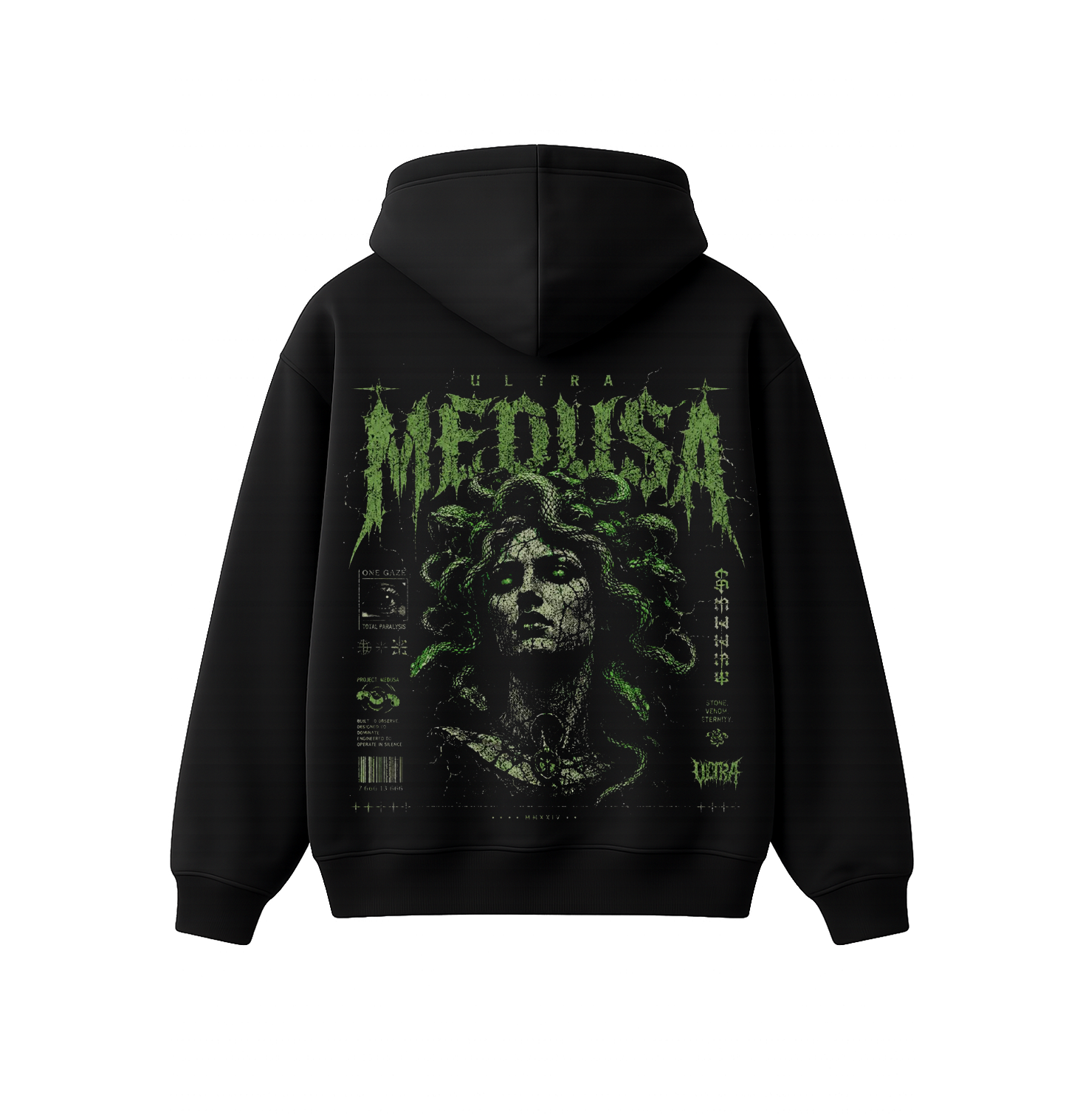 Ultra Medusa Gothic Oversized Hoodie – Black Graphic Streetwear Hoodie