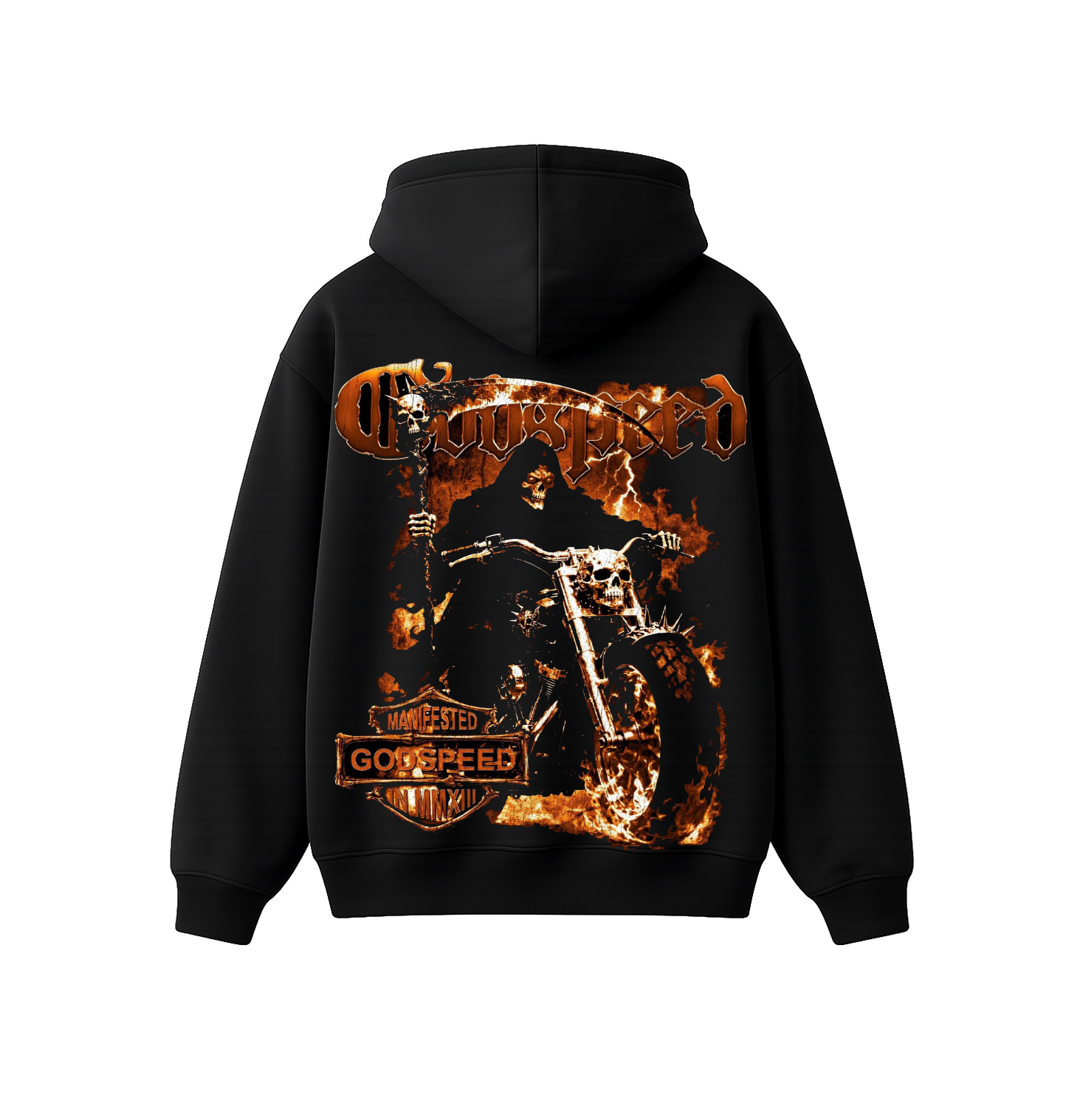 Godspeed Reaper Biker Oversized Hoodie | Gothic Skull Streetwear Hoodie