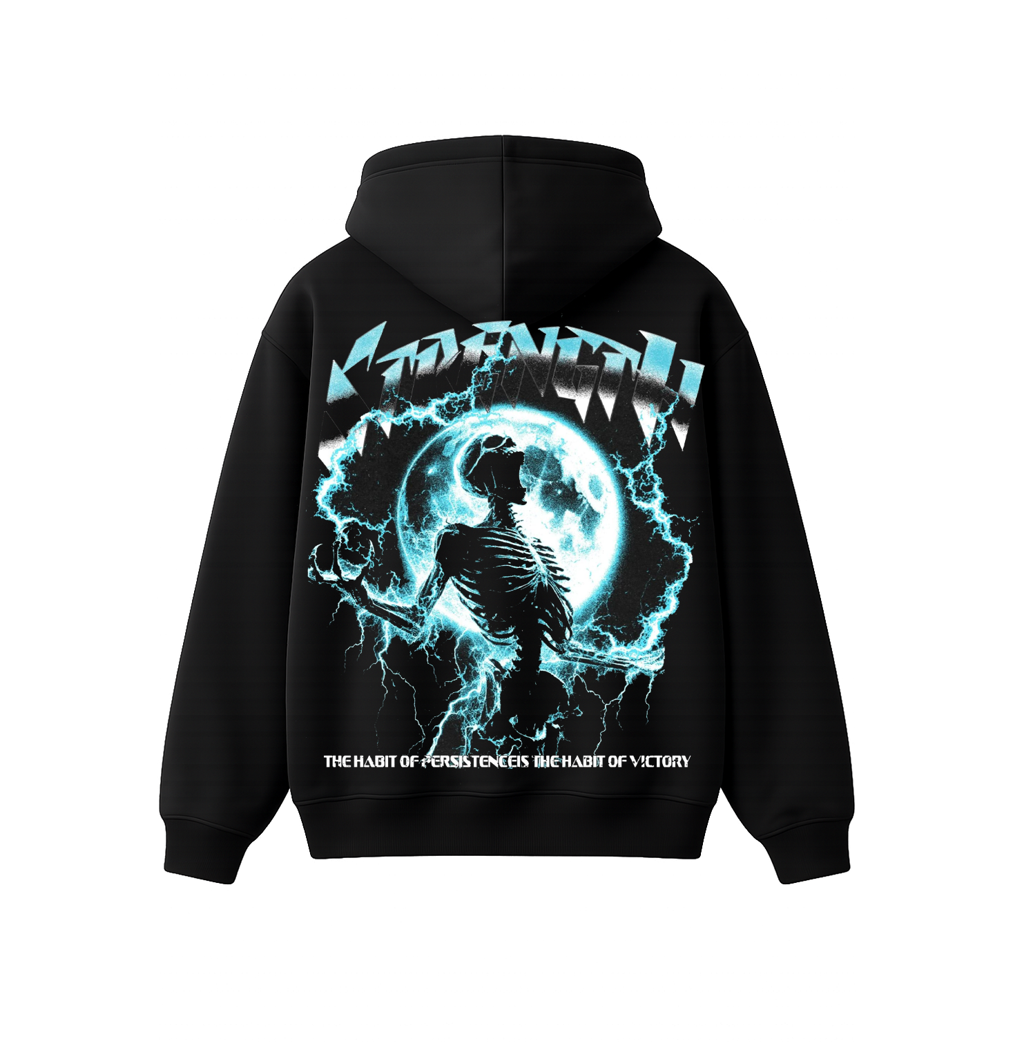Moonlight Skeleton Oversized Hoodie | Blue Gothic Streetwear Hoodie