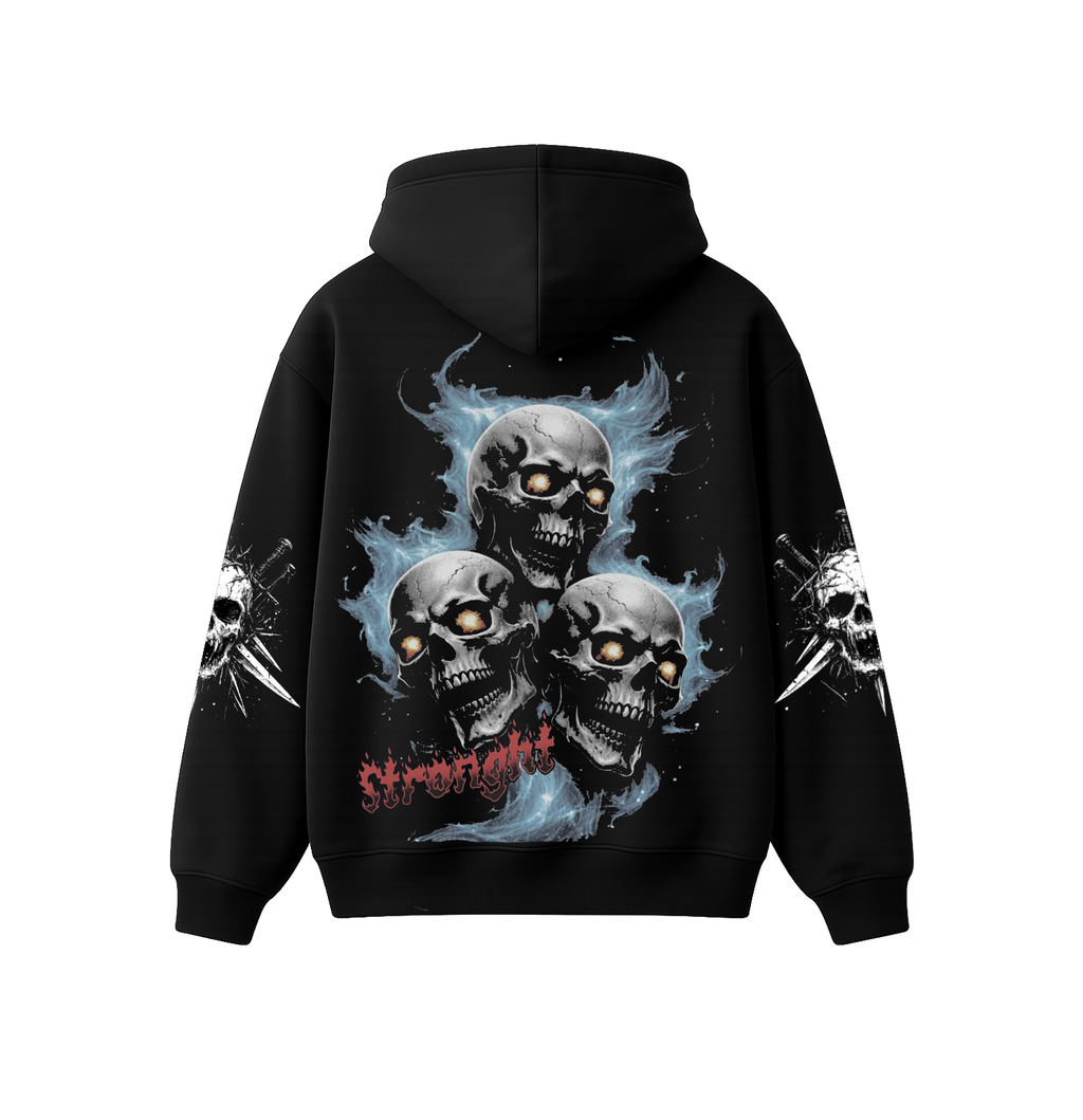 Infernal Skull Oversized Hoodie | Gothic Skull Streetwear Hoodie