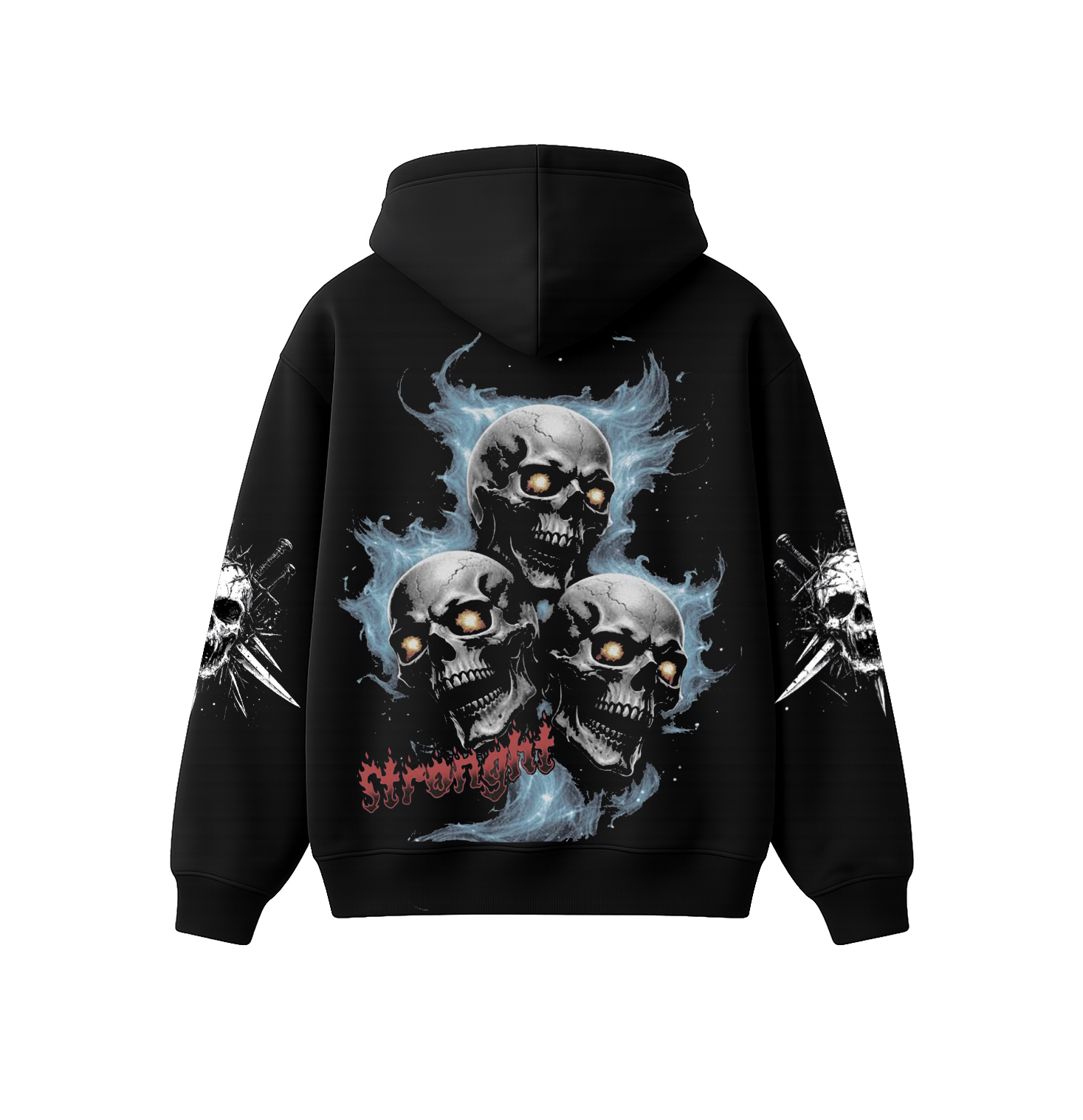 Infernal Skull Oversized Hoodie | Gothic Skull Streetwear Hoodie