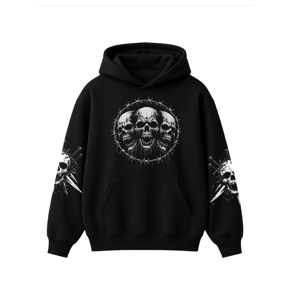 Infernal Skull Oversized Hoodie | Gothic Skull Streetwear Hoodie