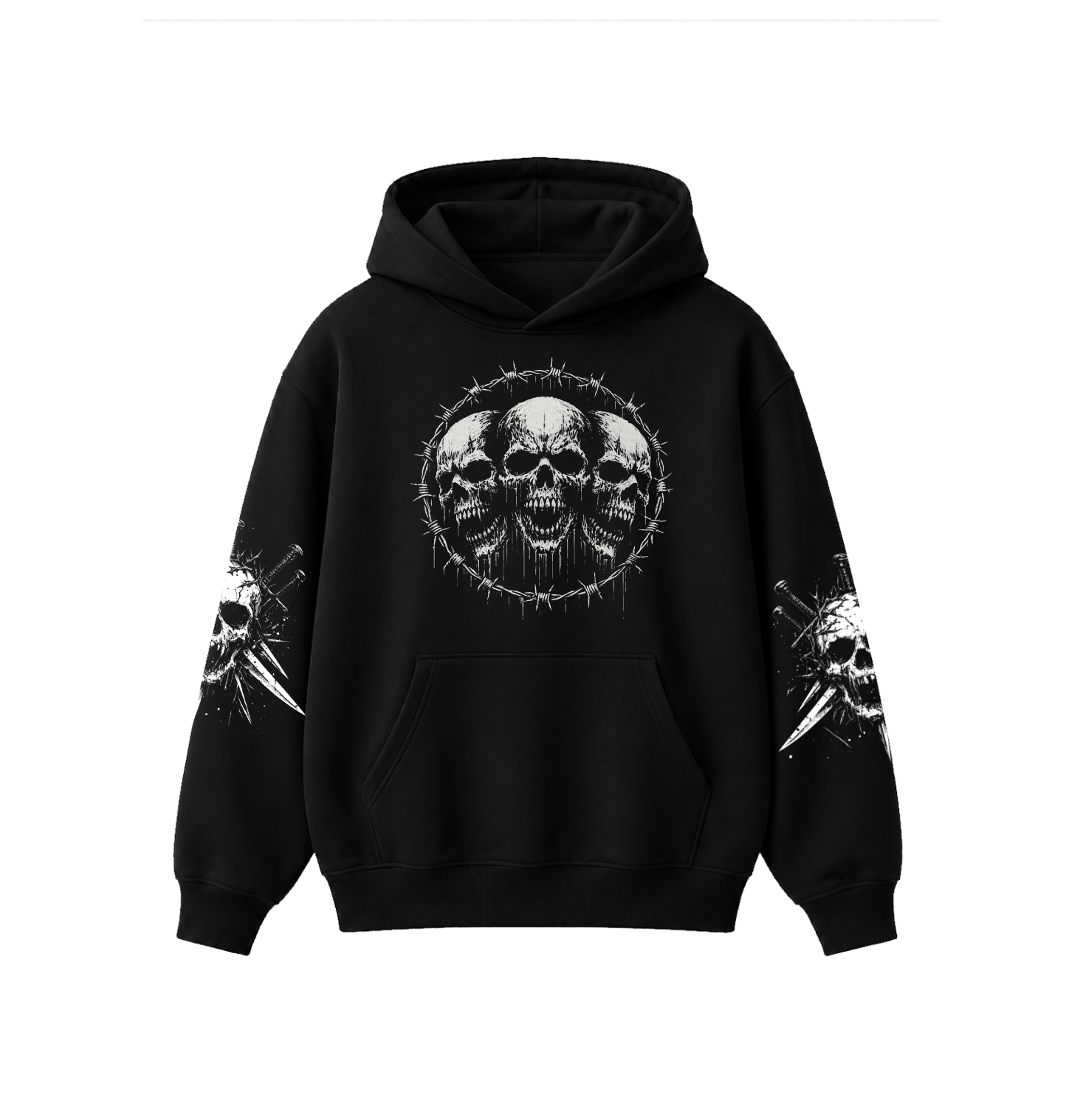 Infernal Skull Oversized Hoodie | Gothic Skull Streetwear Hoodie