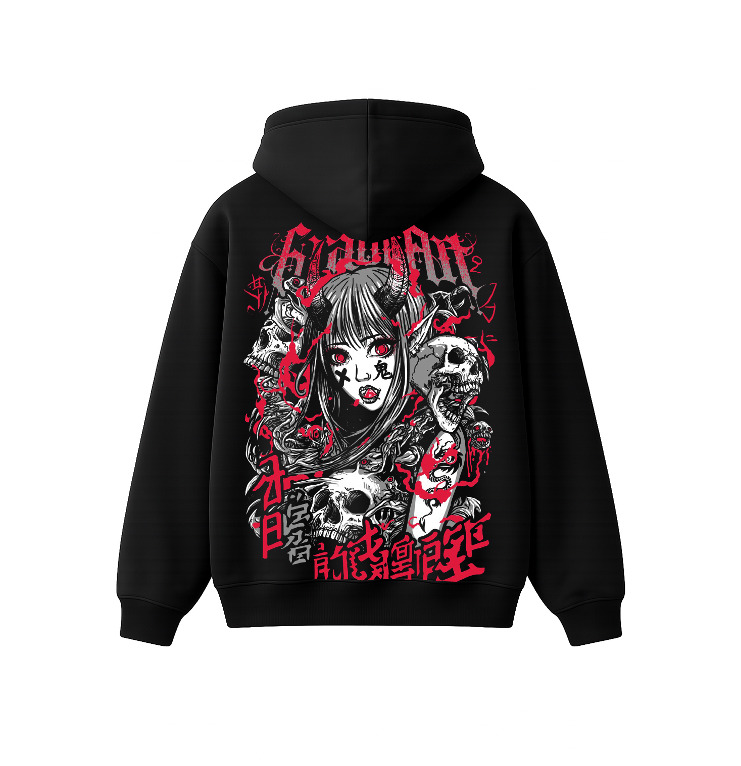 Oni Girl Graphic Oversized Hoodie | Premium Anime Gothic Streetwear Hoodie