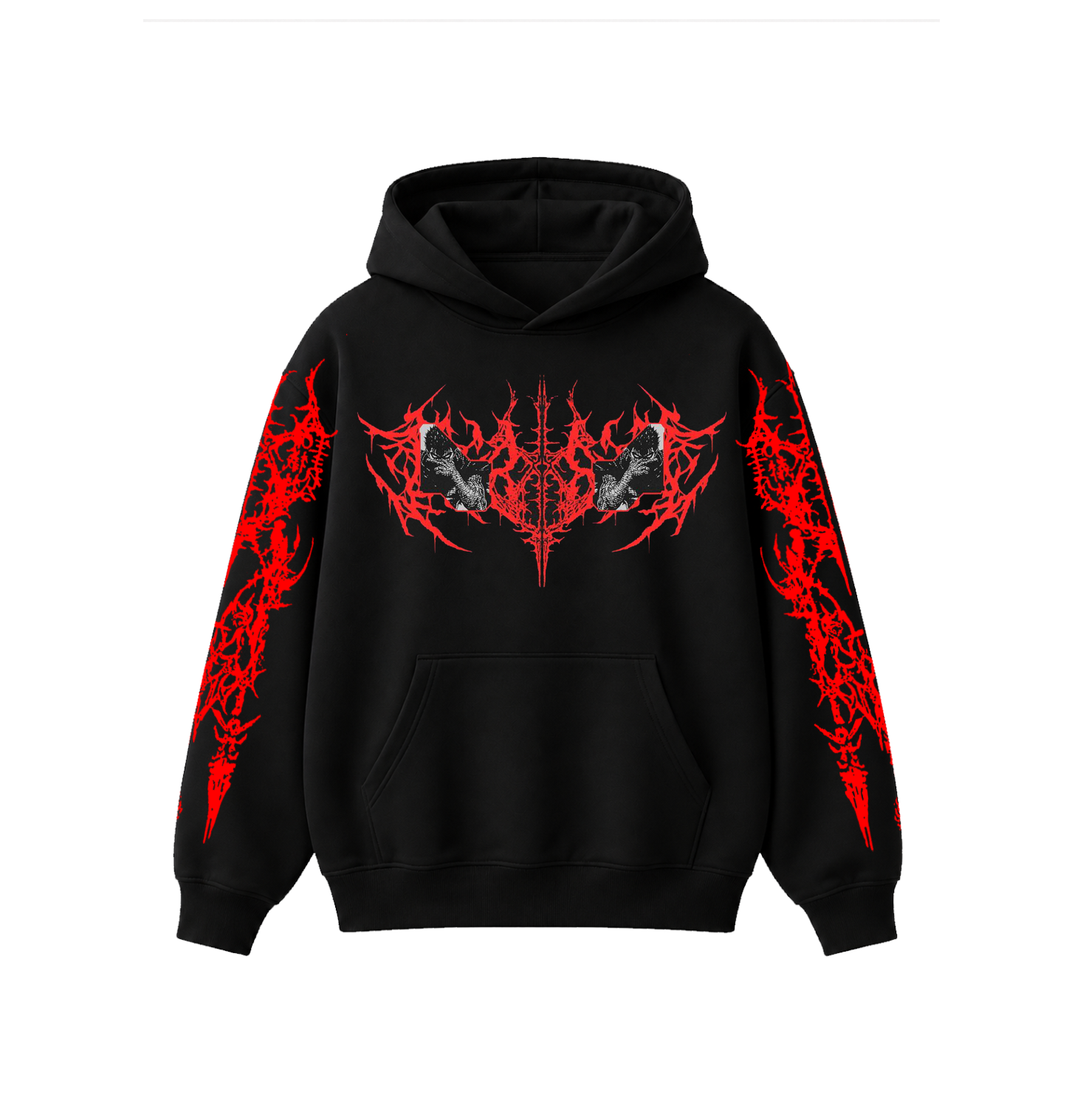 Crimson Eclipse Oversized Hoodie – Gothic Streetwear Graphic Hoodie