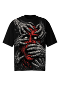 Tormented Horror Face Black Oversized Tee - Dark Metal Streetwear