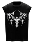 Black Metal Winged Boxy Gym Vest - Oversized Sleeveless Workout Tee