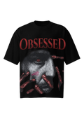 Obsessed Dark Horror Face Black Oversized Tee - Gothic Streetwear