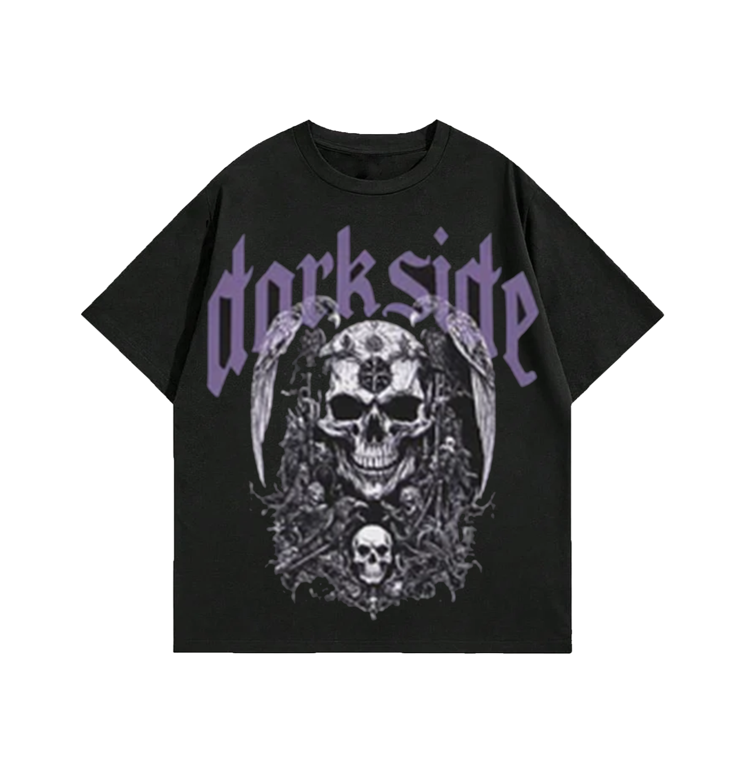 "Dark Side" Skull Graphic Oversized Black Unisex T-Shirt