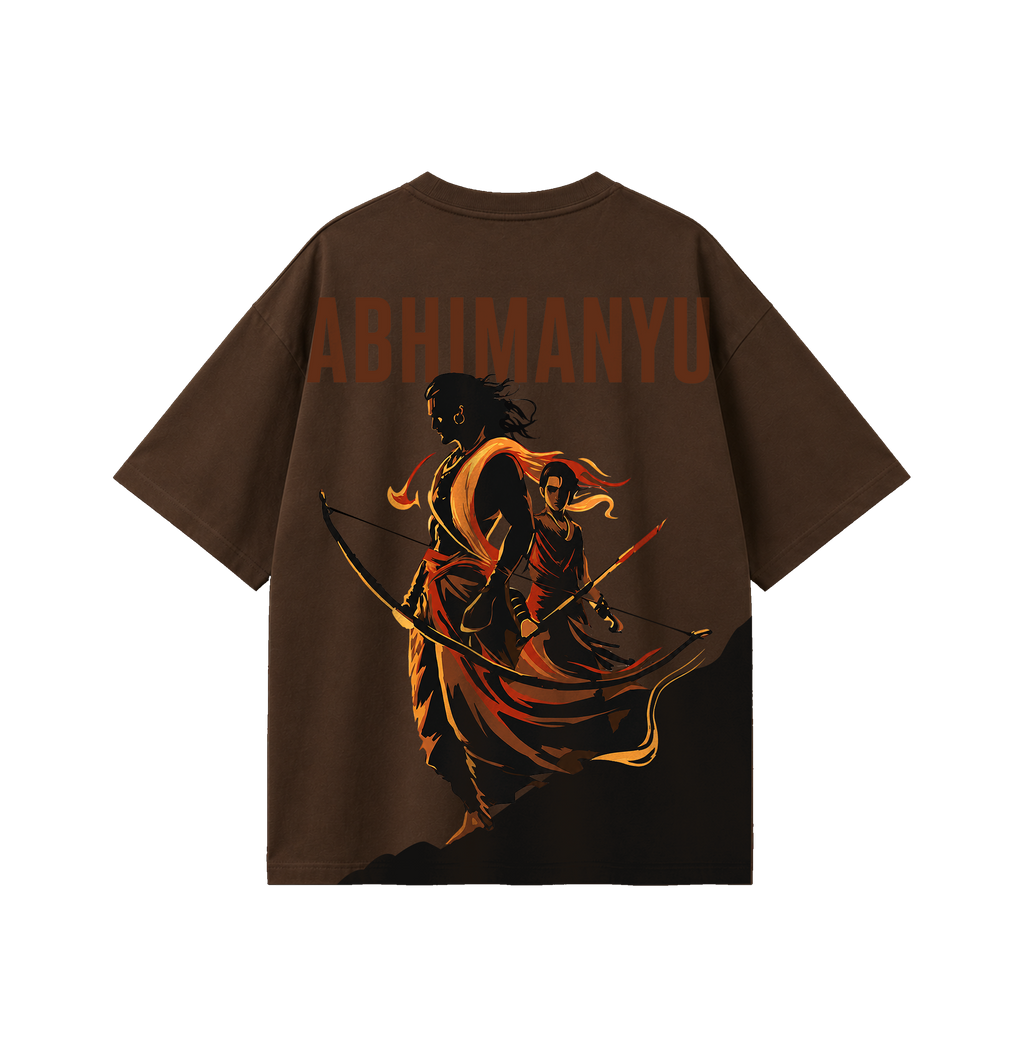 Abhimanyu Oversized T-Shirt for Men & Women | Mythological Warrior Graphic Tee | 180 GSM Premium Cotton