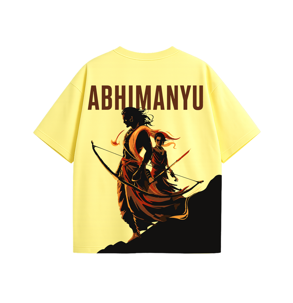 Abhimanyu Oversized T-Shirt for Men & Women | Mythological Warrior Graphic Tee | 180 GSM Premium Cotton