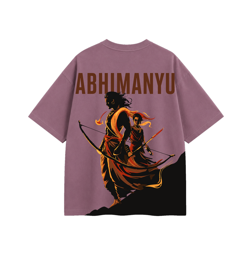 Abhimanyu Oversized T-Shirt for Men & Women | Mythological Warrior Graphic Tee | 180 GSM Premium Cotton
