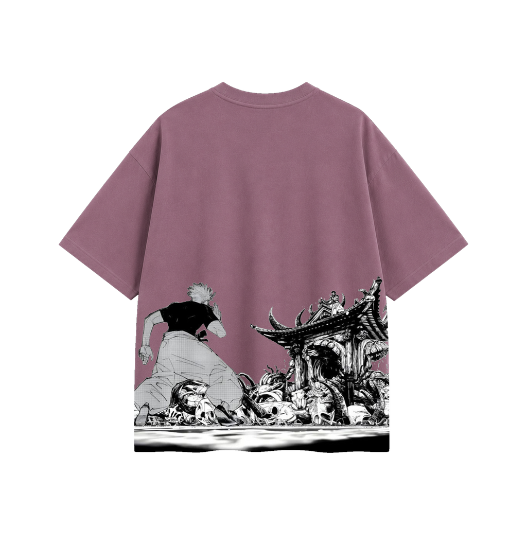 Samurai Ruins Oversized T-Shirt for Men & Women | Japanese Manga Graphic Tee | 180 GSM Premium Cotton