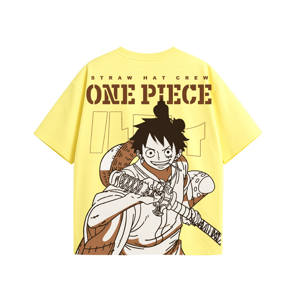 One Piece Luffy Oversized T-Shirt | Premium Anime Back Print | 240 GSM Cotton | Unisex