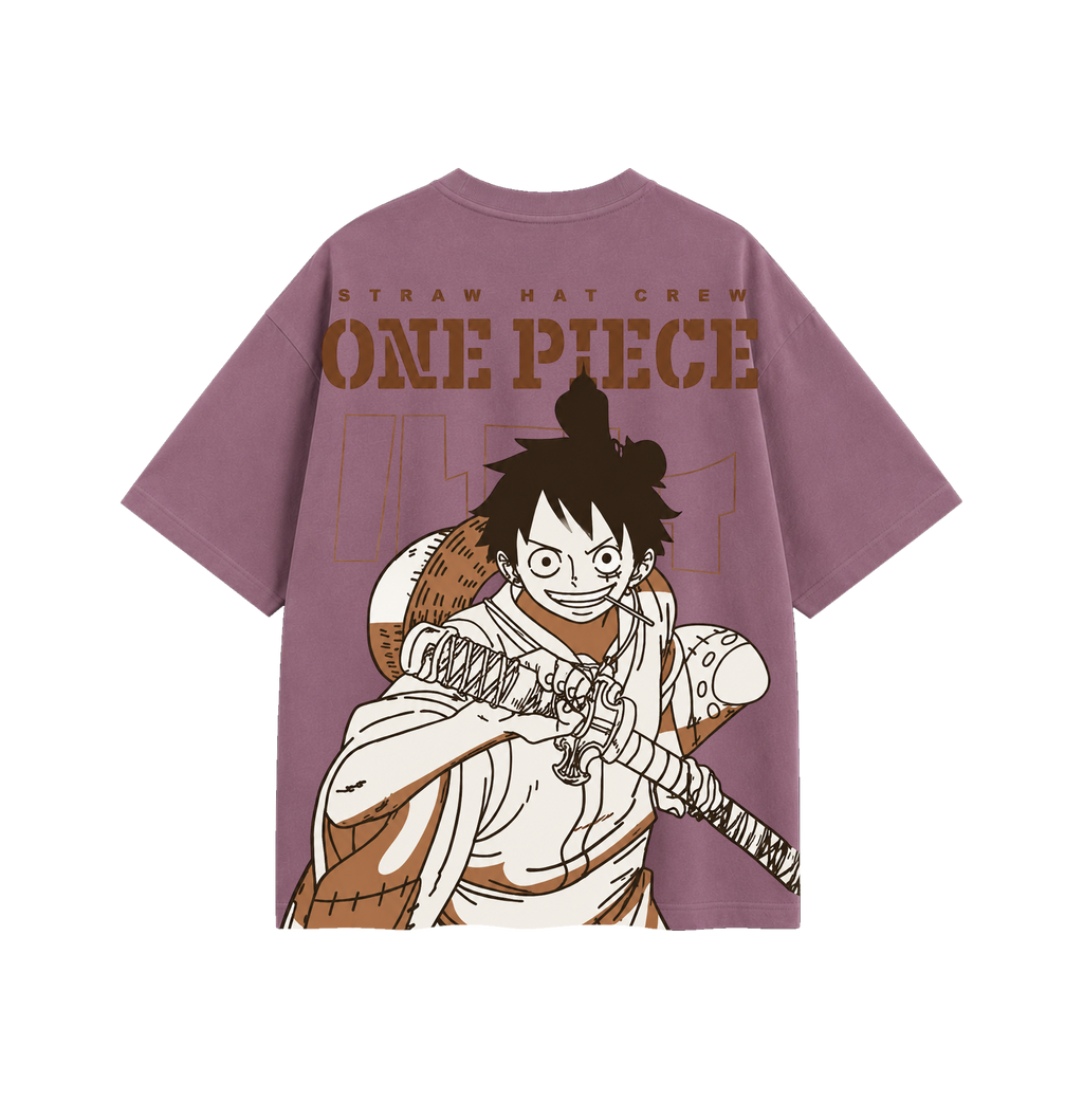 One Piece Luffy Oversized T-Shirt | Premium Anime Back Print | 240 GSM Cotton | Unisex