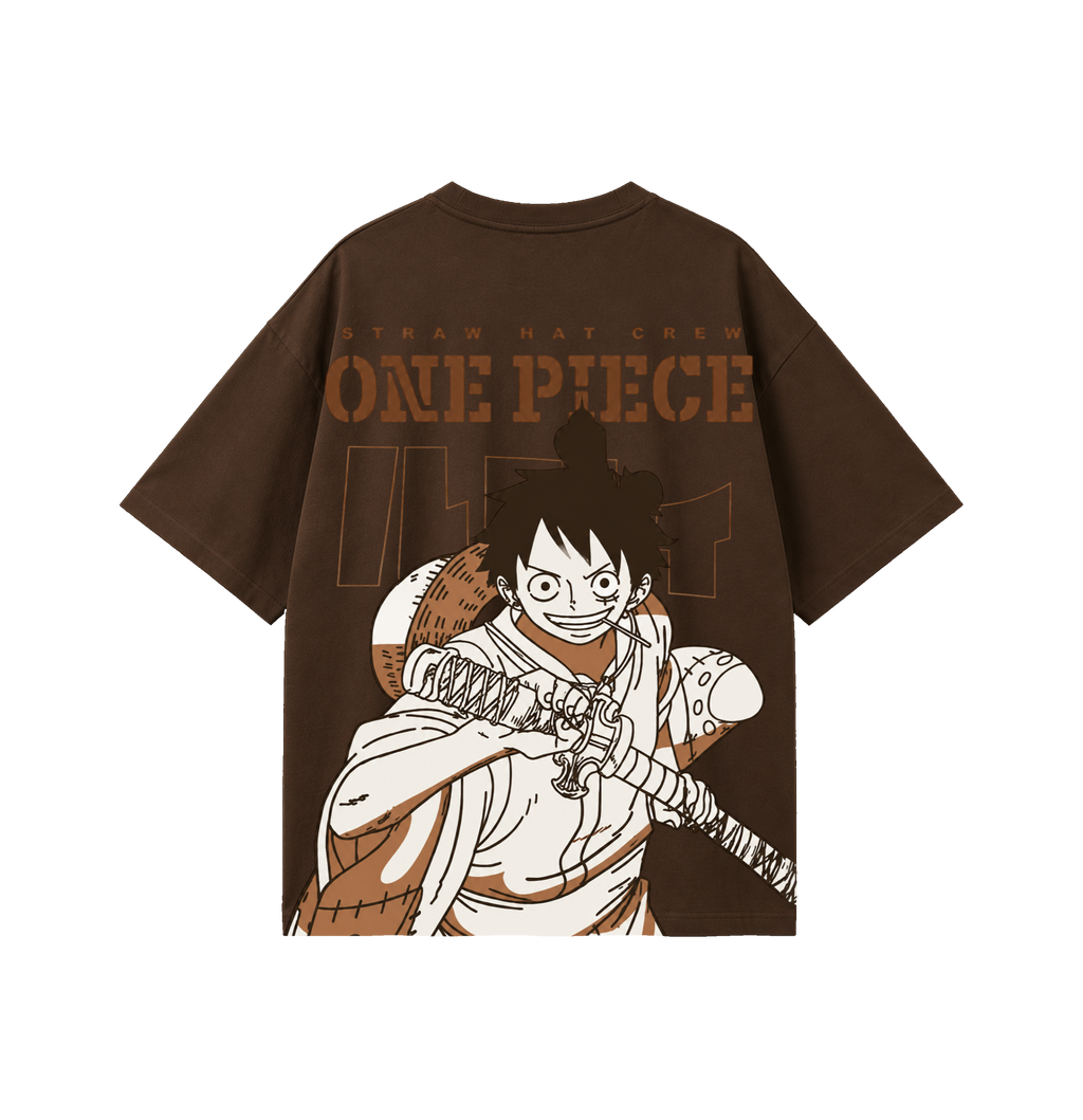 One Piece Luffy Oversized T-Shirt | Premium Anime Back Print | 240 GSM Cotton | Unisex