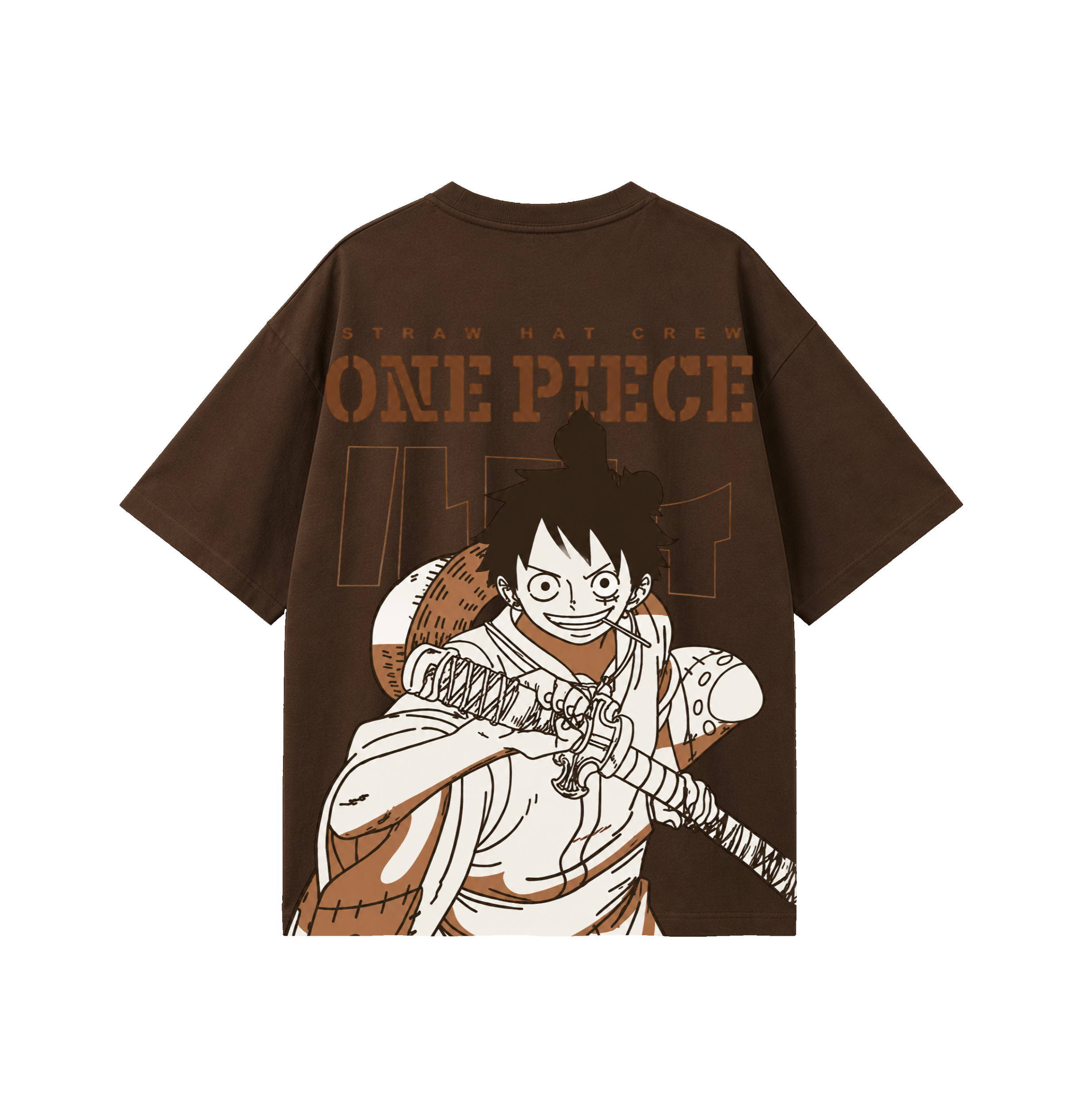 One Piece Luffy Oversized T-Shirt | Premium Anime Back Print | 240 GSM Cotton | Unisex