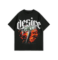 "Desire" Fire and Weapon Graphic Oversized Black Unisex T-Shirt
