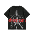 "Sternum" Skeleton Graphic Oversized Black Unisex T-Shirt