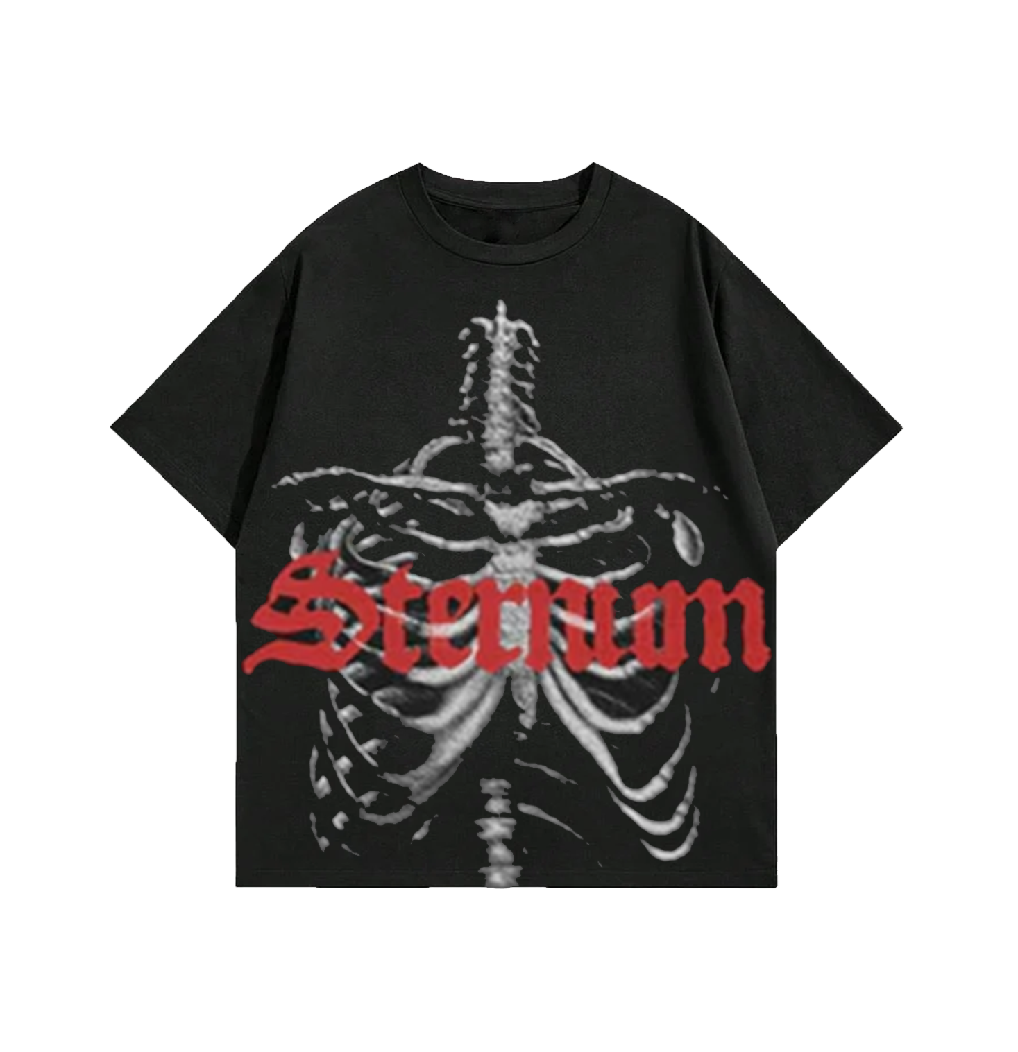 "Sternum" Skeleton Graphic Oversized Black Unisex T-Shirt