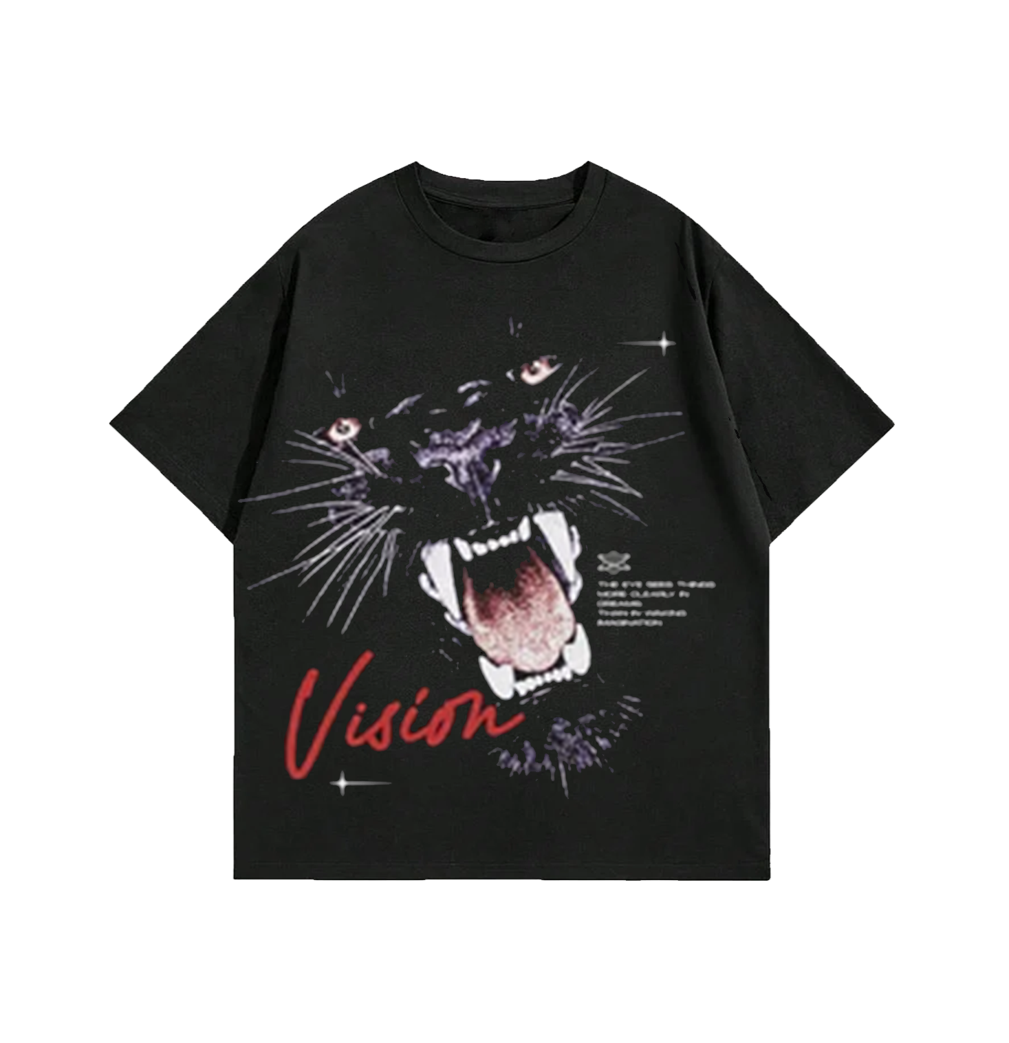"Vision" Panther Graphic Oversized Black Unisex T-Shirt