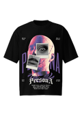 Persona Dark Surrealist Black Oversized Tee - Cyber Grunge Shirt