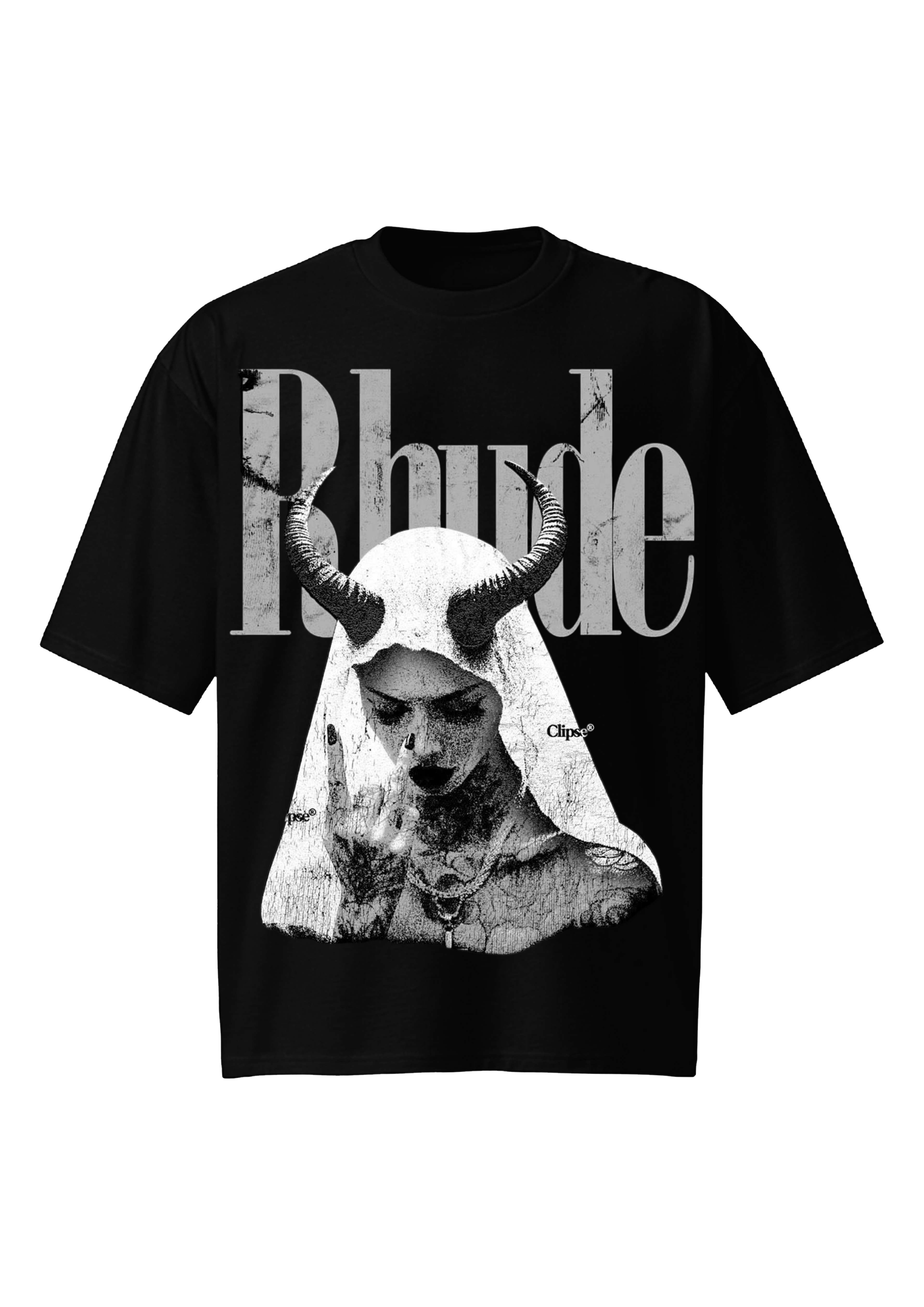 Rhude Horned Nun Black Oversized Tee - Dark Gothic Gothic Shirt