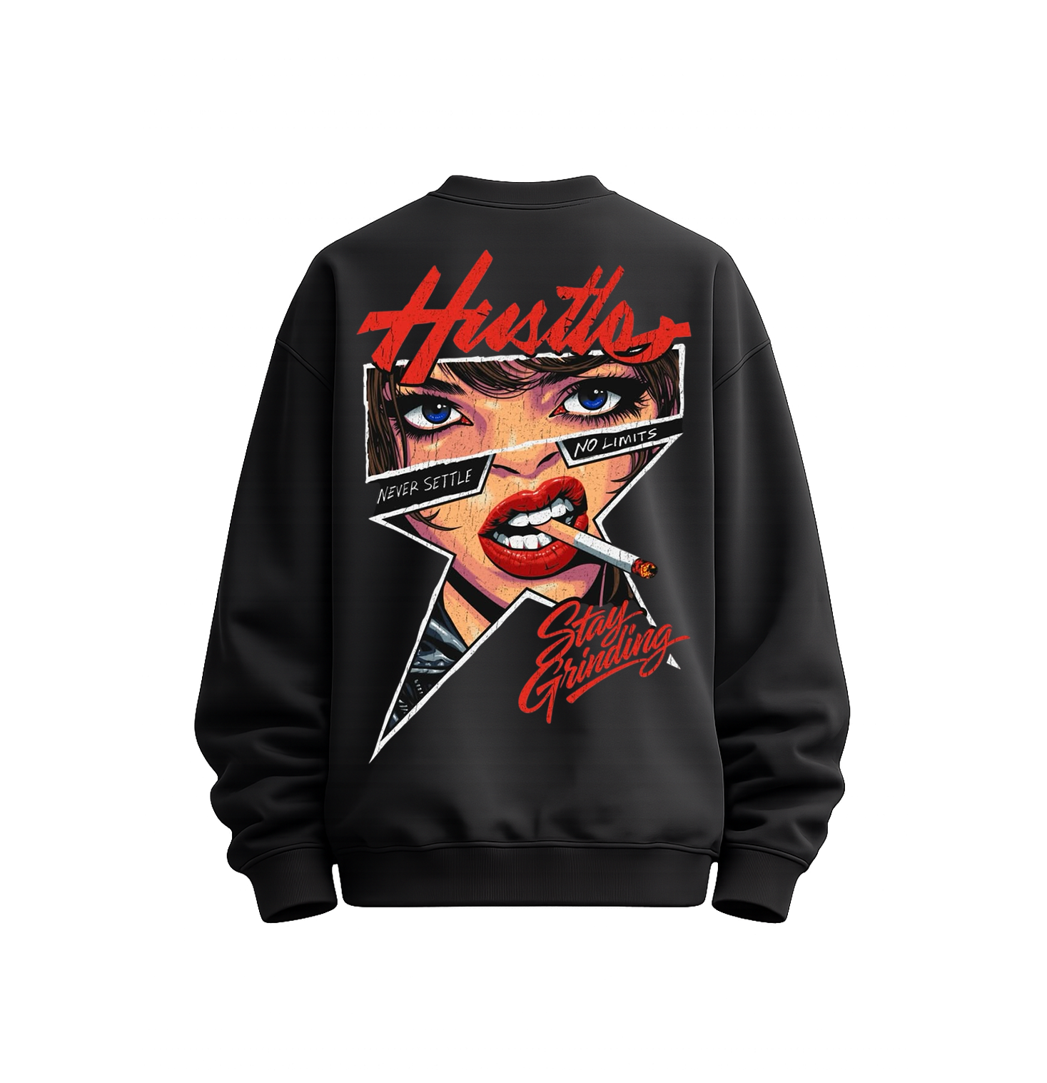 Hustle Stay Grinding Oversized Sweatshirt | Premium Graphic Streetwear | Shubhovastra