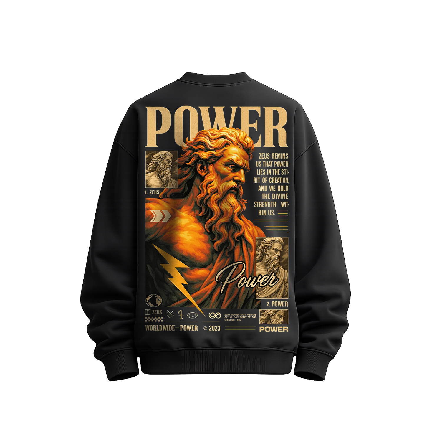 Power Zeus Oversized Sweatshirt | Greek Mythology Graphic Streetwear | Premium Unisex | Shubhovastra