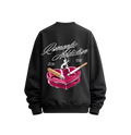 Romantic Addiction Oversized Black Sweatshirt | Heartbreak Graphic Streetwear