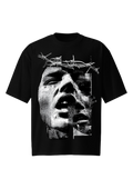 Thorns Crown Split Face Black Oversized Tee - Dark Grunge Shirt